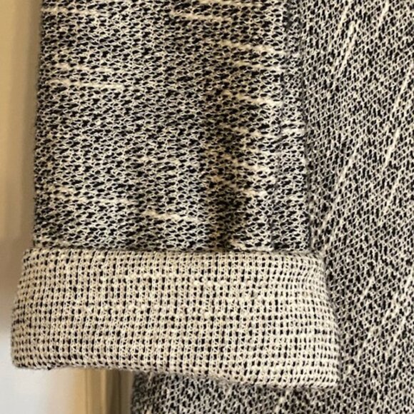 Max Studio Weekend 100% Cotton Hooded Open Cardigan Asymmetrical Black White S - Picture 11 of 16